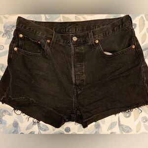 Levi’s 501 Original High Rise button fly black denim shorts size 31
